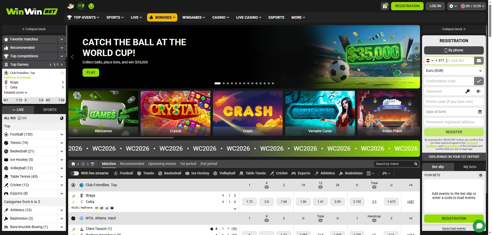 WinWin Bet Cameroun aperçu général paris sportifs et casino